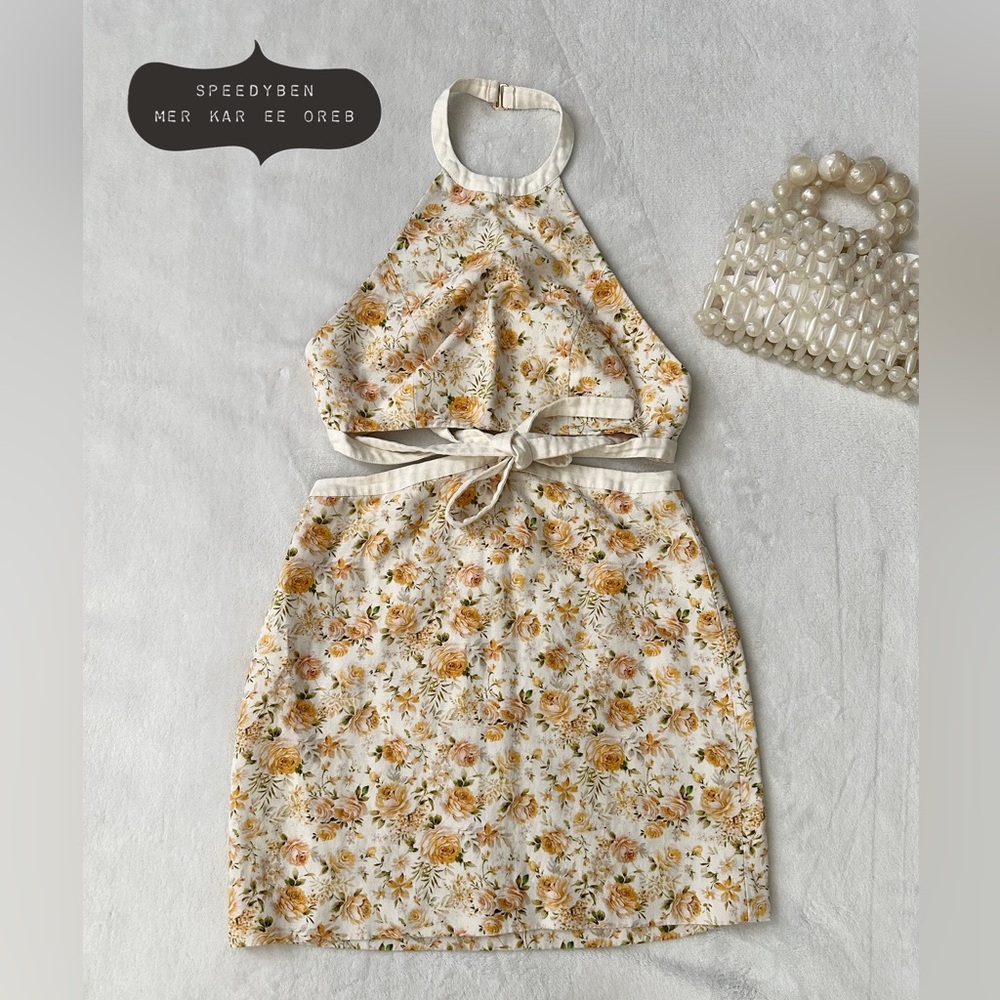 Significant Other Ari Floral Cutout Halter Dress Size 6